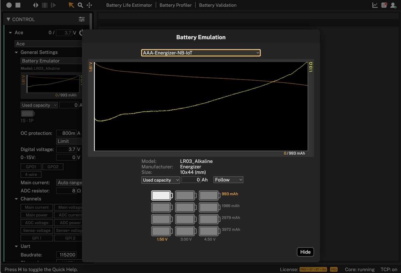 Battery emulation with Otii Ace Pro and Otii Battery Toolbox